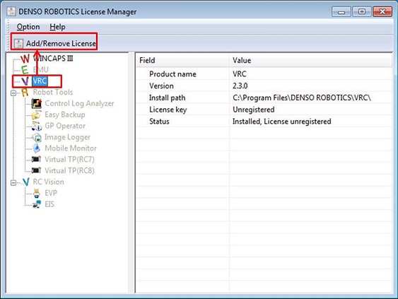 License registration for VRC and WINCAPSIII - 1