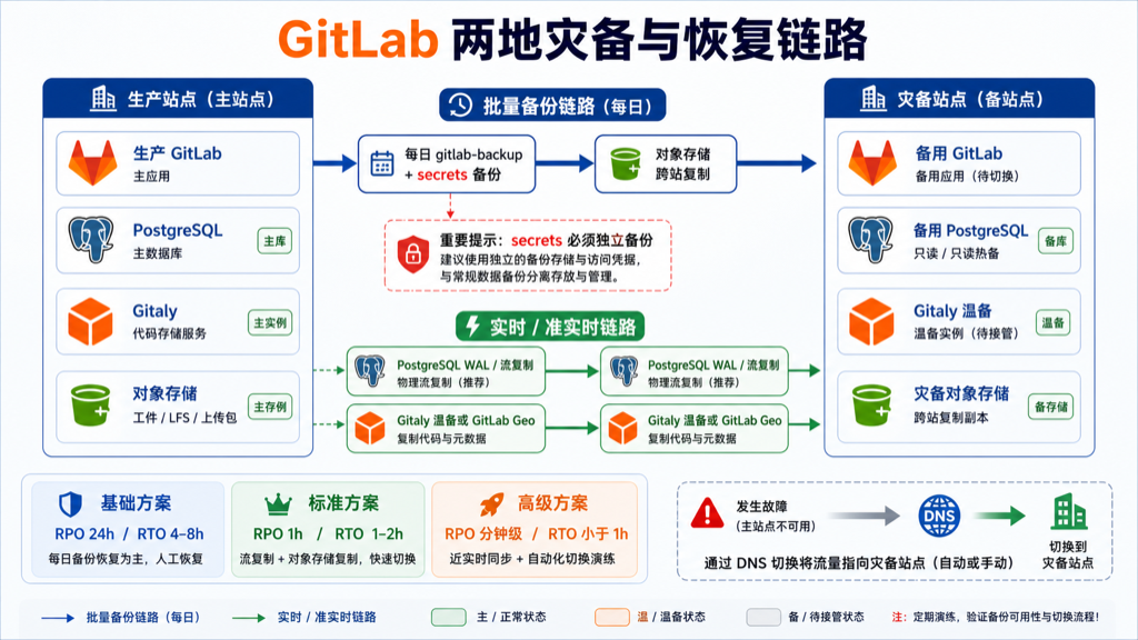 GitLab 两地灾备与恢复链路