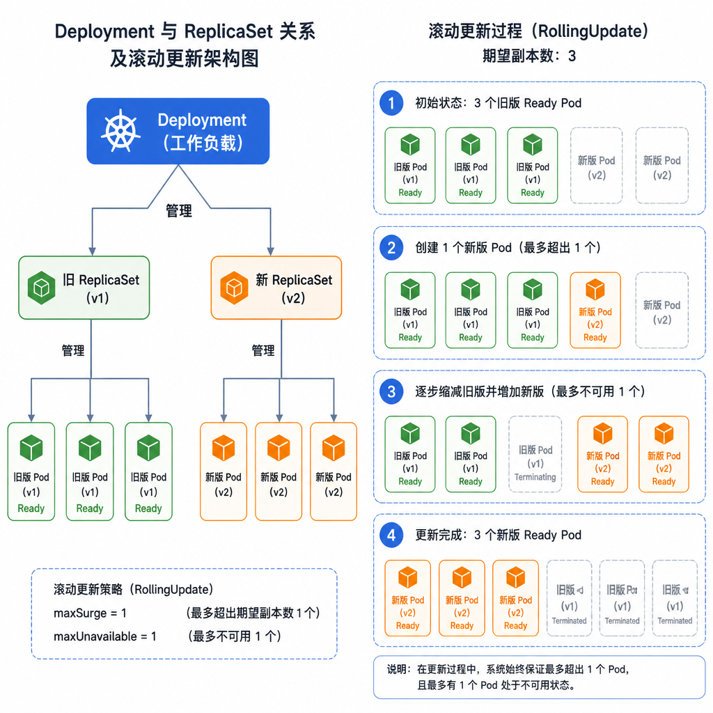 Kubernetes Deployment 与 ReplicaSet 发布关系
