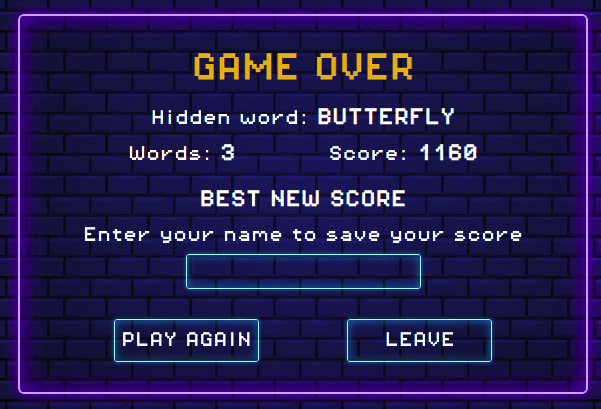 game over best score