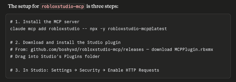 Roblox Studio MCP setup