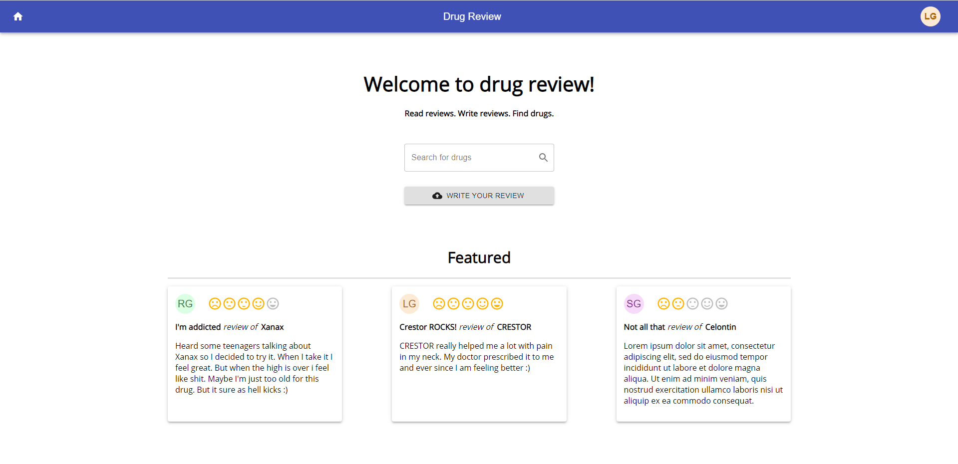 https://drug-review-frontend.herokuapp.com/