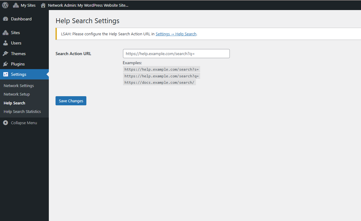 Settings page