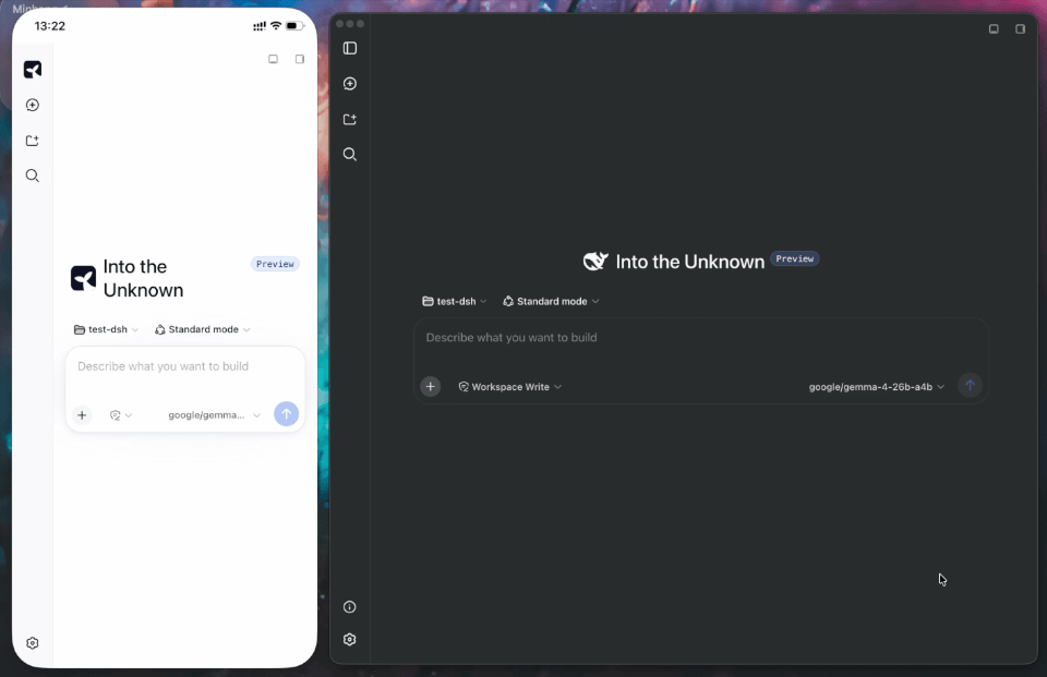 Minke remote workspace on mobile and desktop