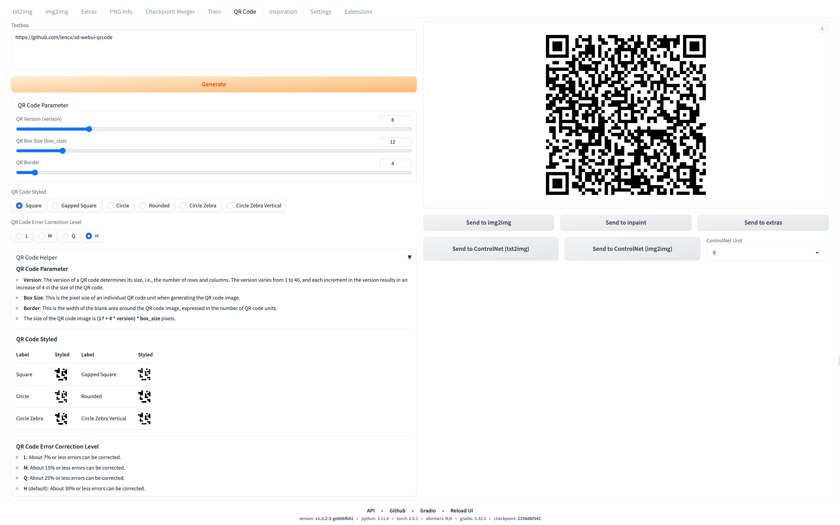 SD WebUI QR Code