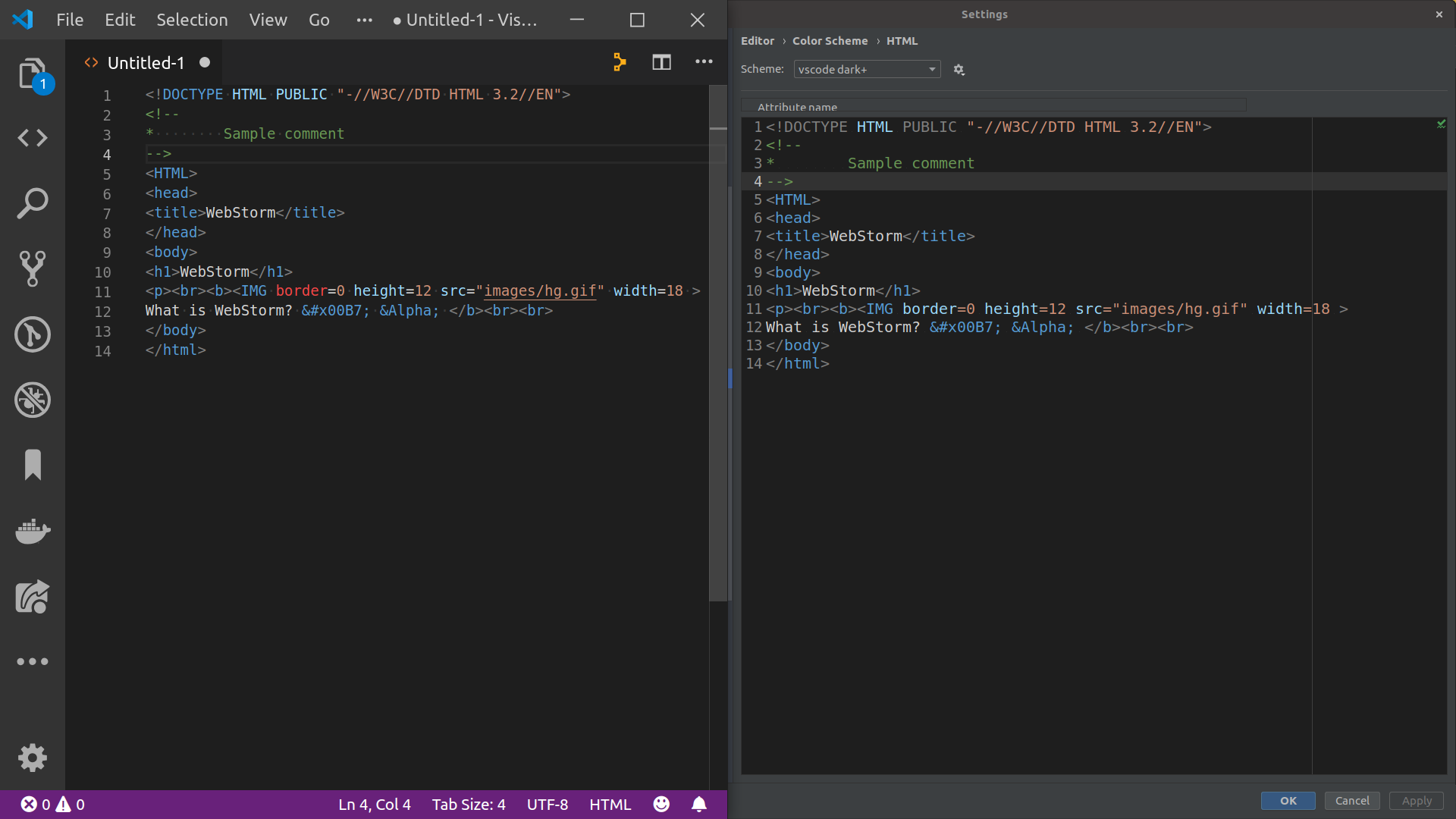Vscode Dark Plus storm