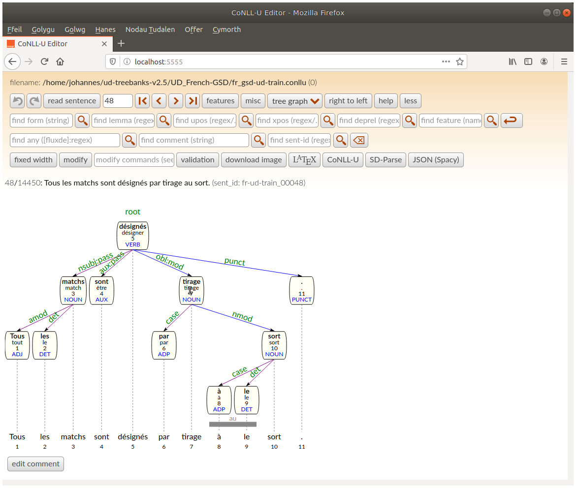 Edit screen (tree graph)
