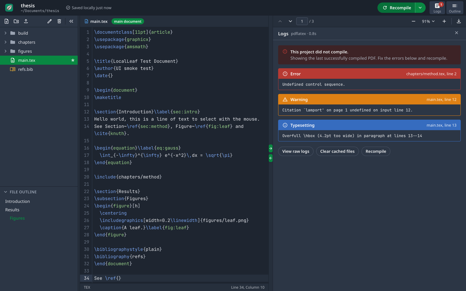 Clickable compile errors and warnings