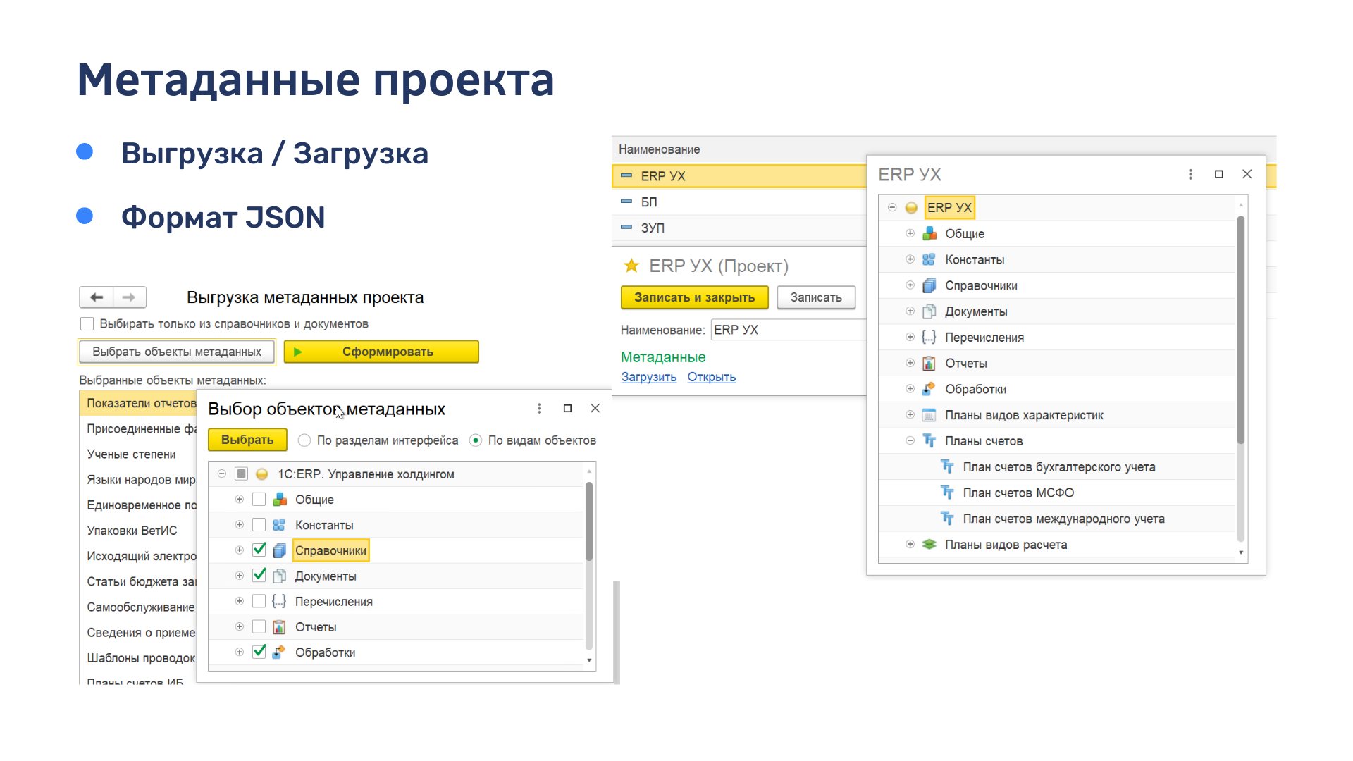 Метаданные справочника. Метаданные проекта. S конфигурация.