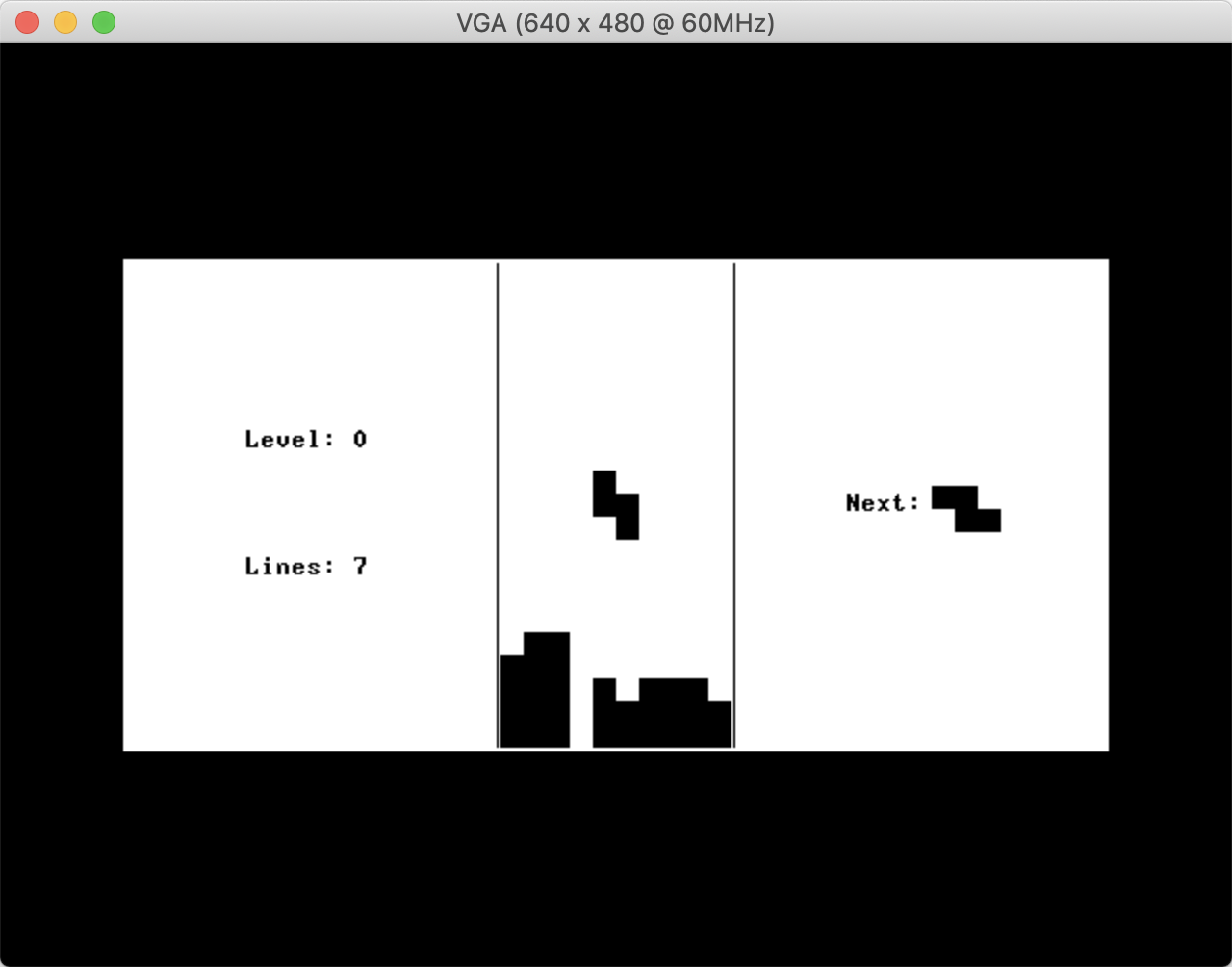 A simulator running Tetris