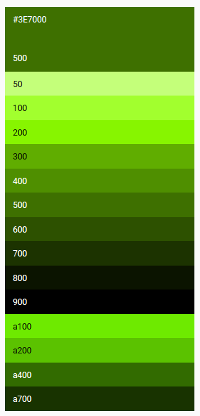 Material Colors Palette for #3E7000