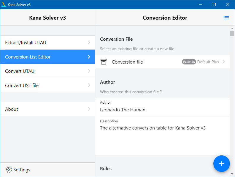 Conversion Rules Editor
