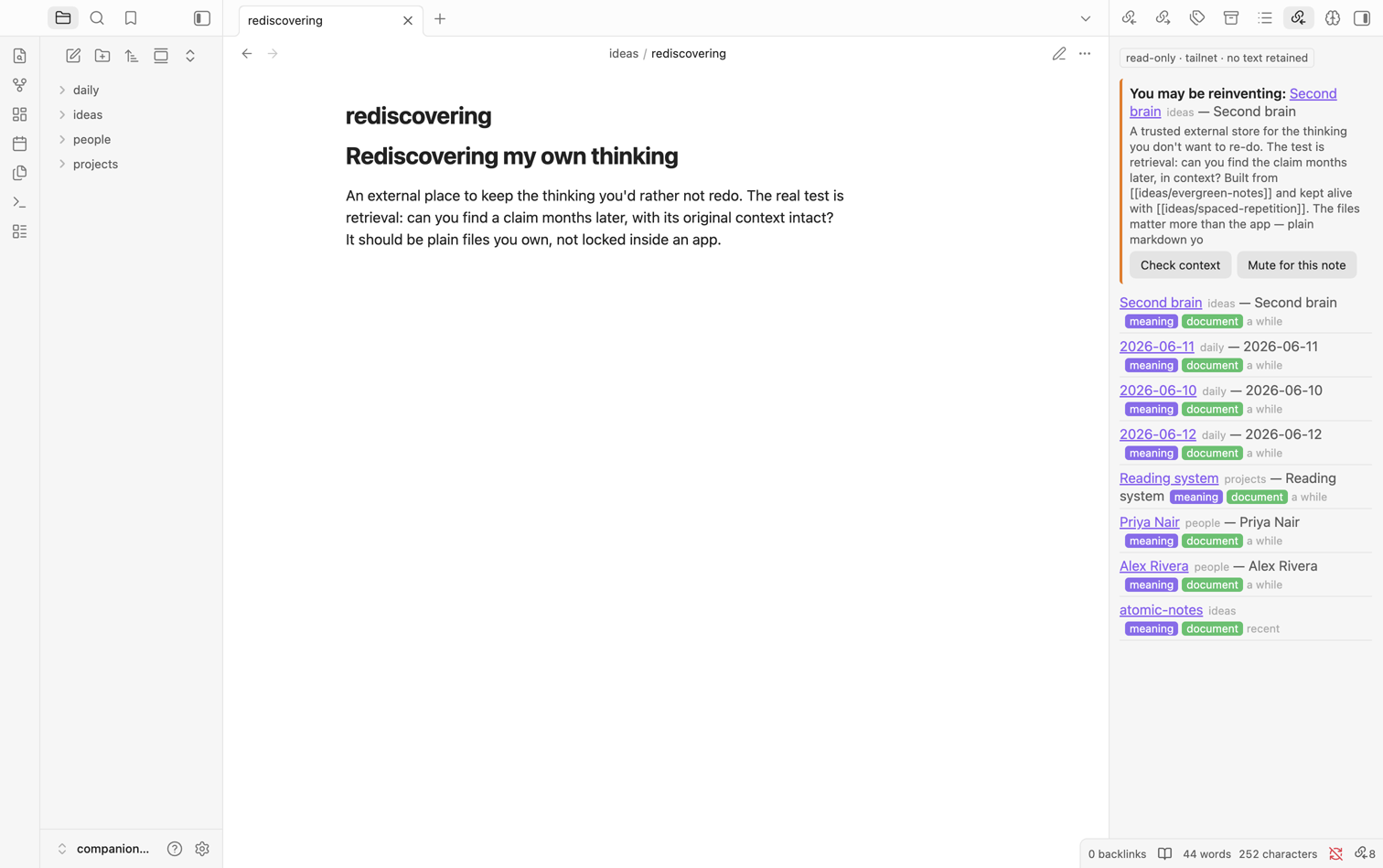Reinvention nudge expanded to its matched snippet