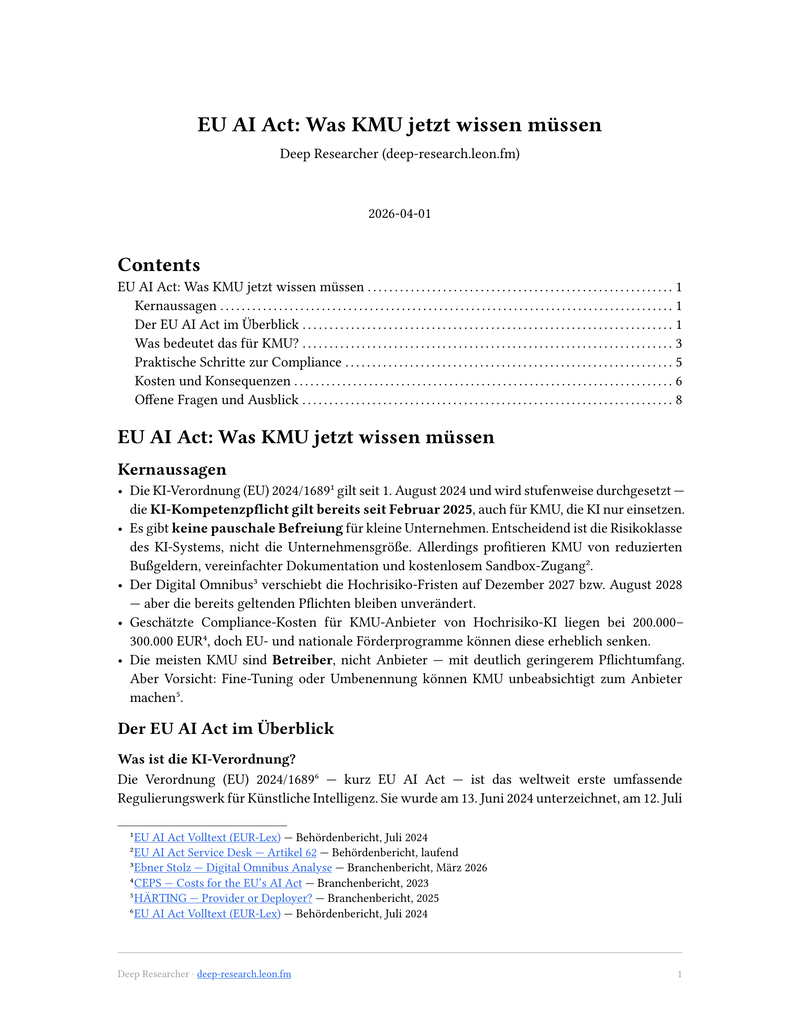 EU AI Act Report — Titelseite