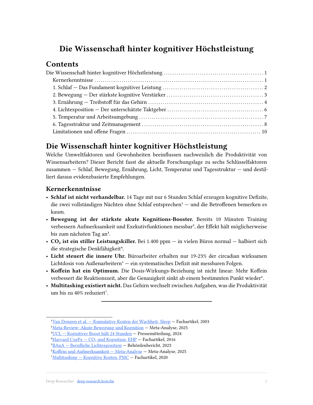 Peak Performance Report — Seite 1