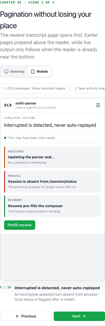 Interrupted turn mobile