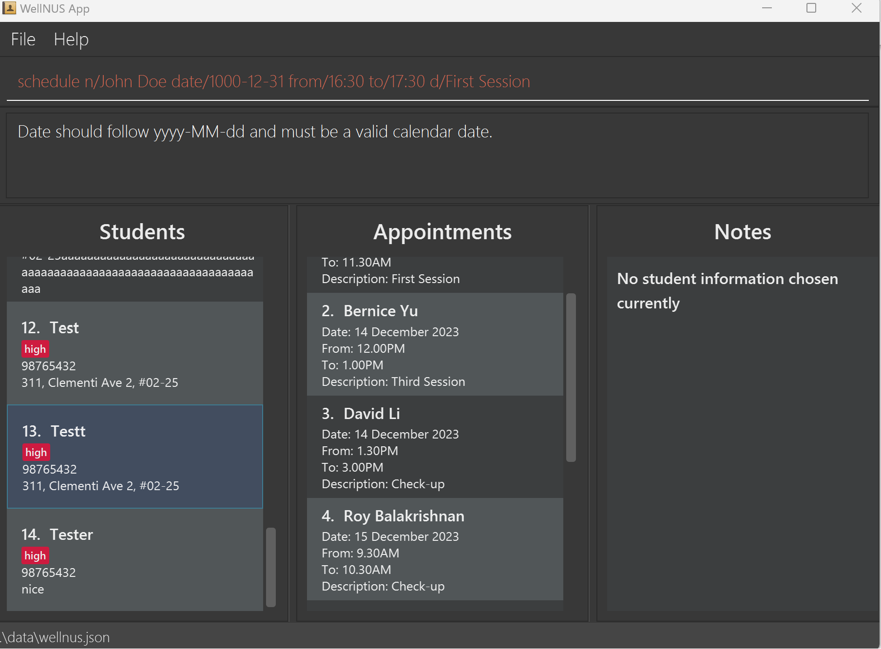 Bug for different error message for schedule · Issue #6 · leontan2/pe ...