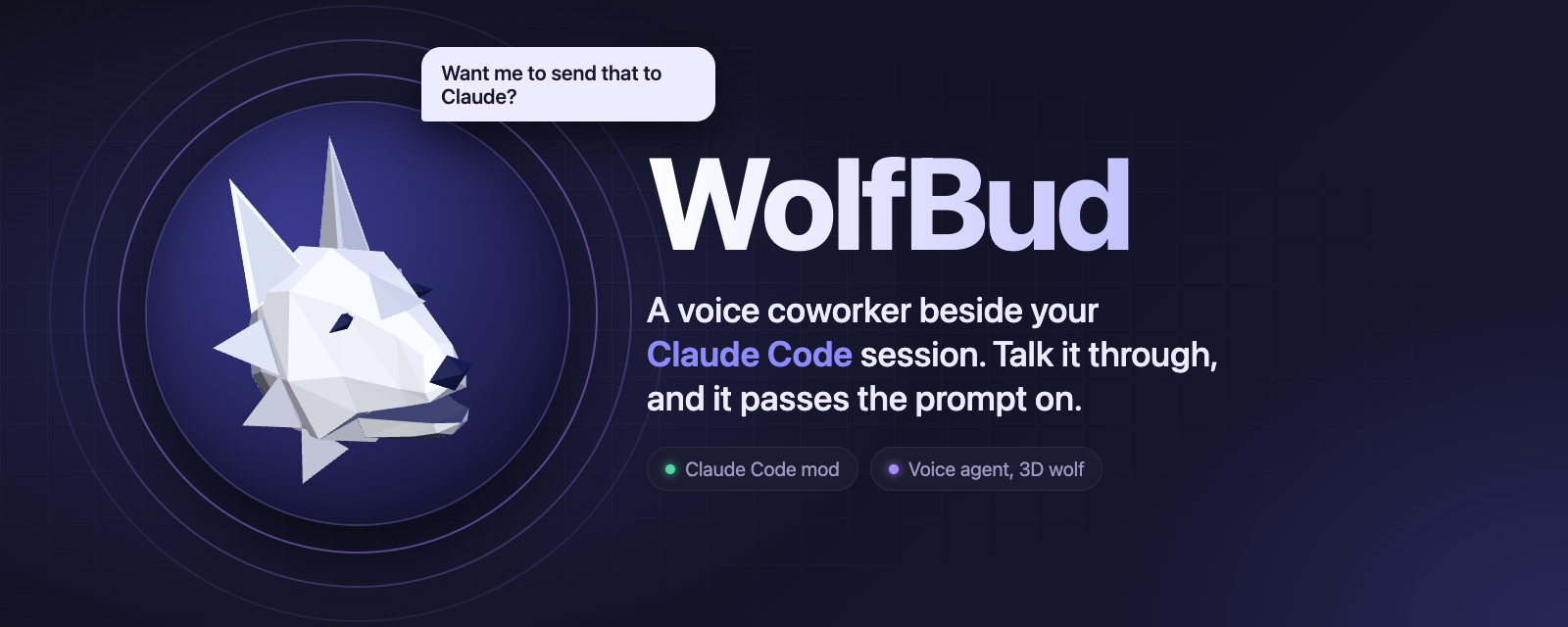 WolfBud: a voice coworker beside your Claude Code session