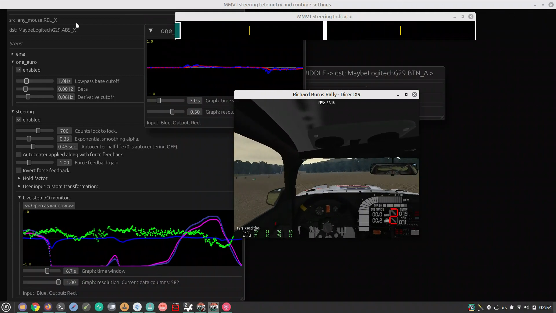 Force Feedback plotted (green)