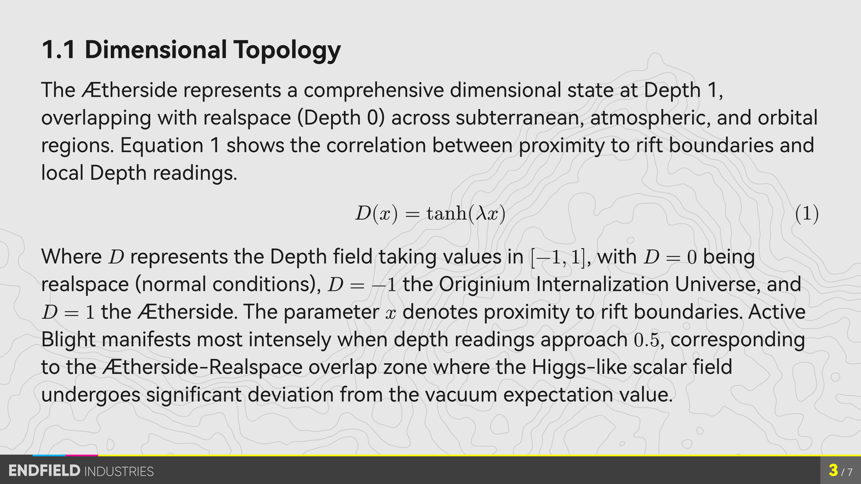 content page with equations