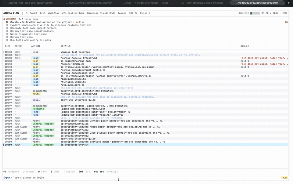 Athenaflow terminal UI