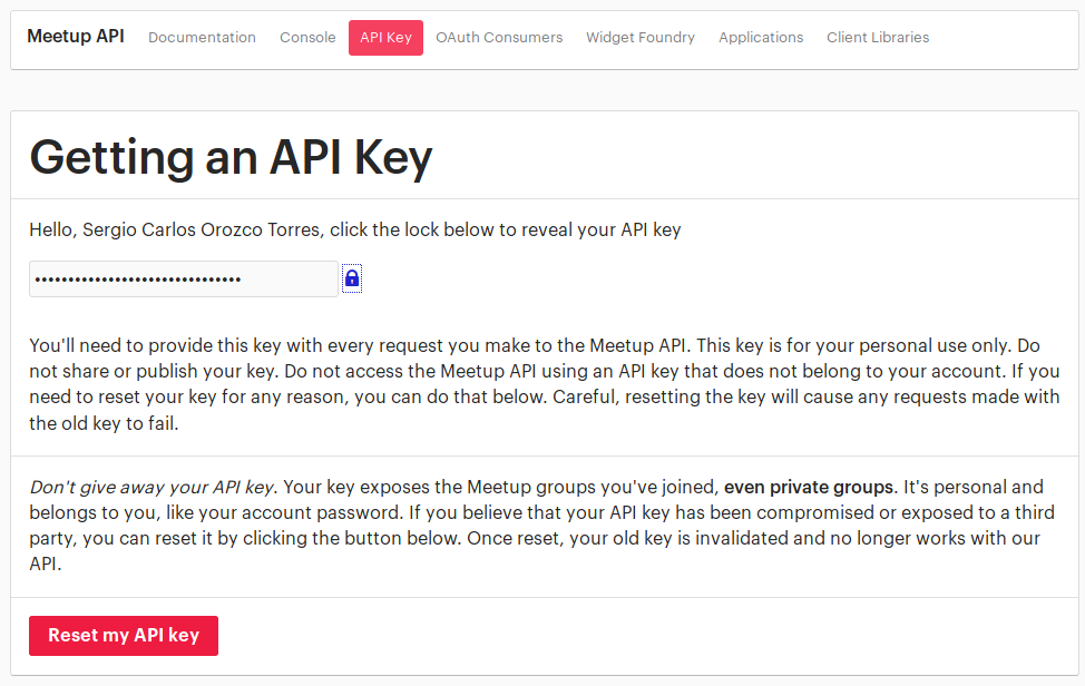 Getting and API key