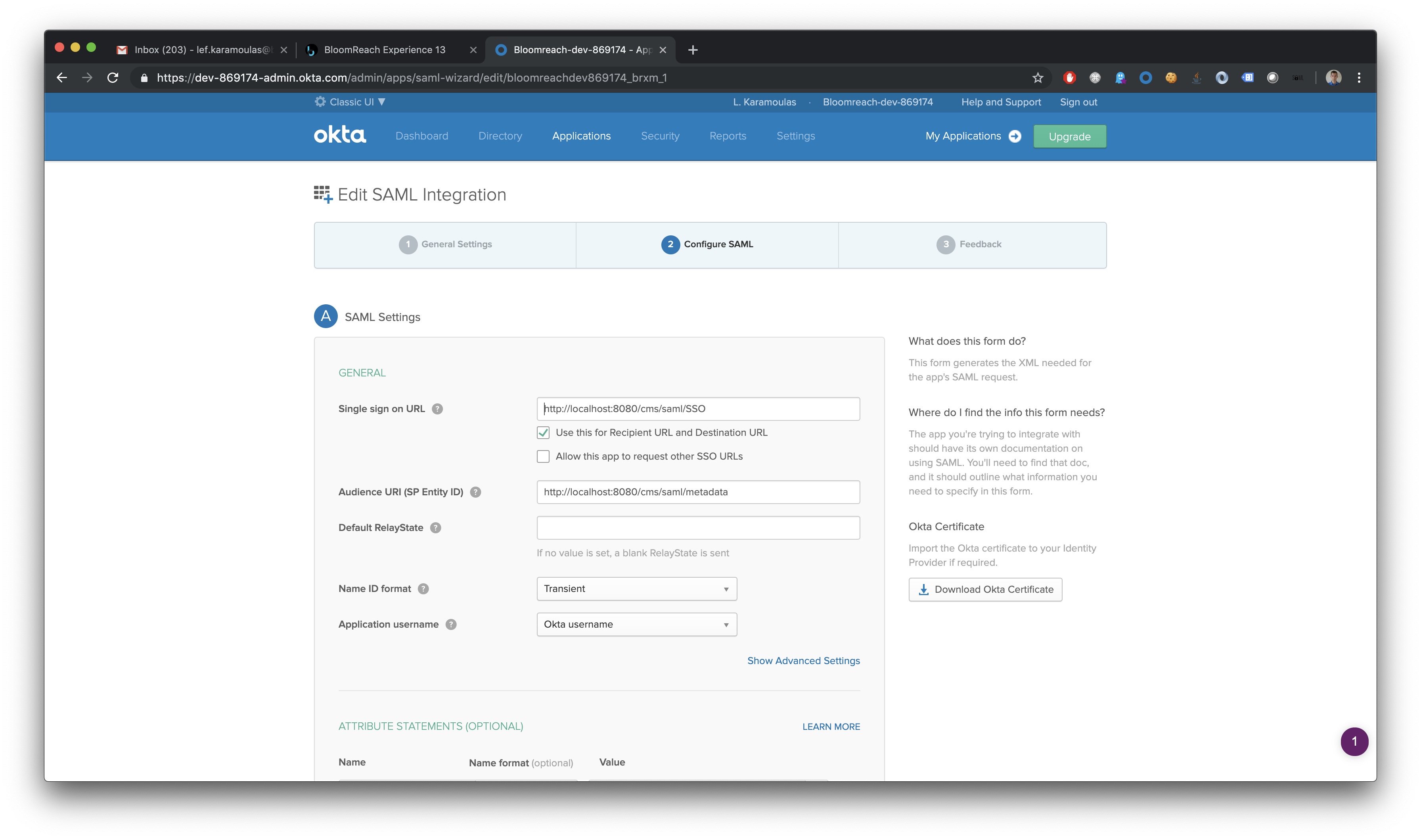 okta config