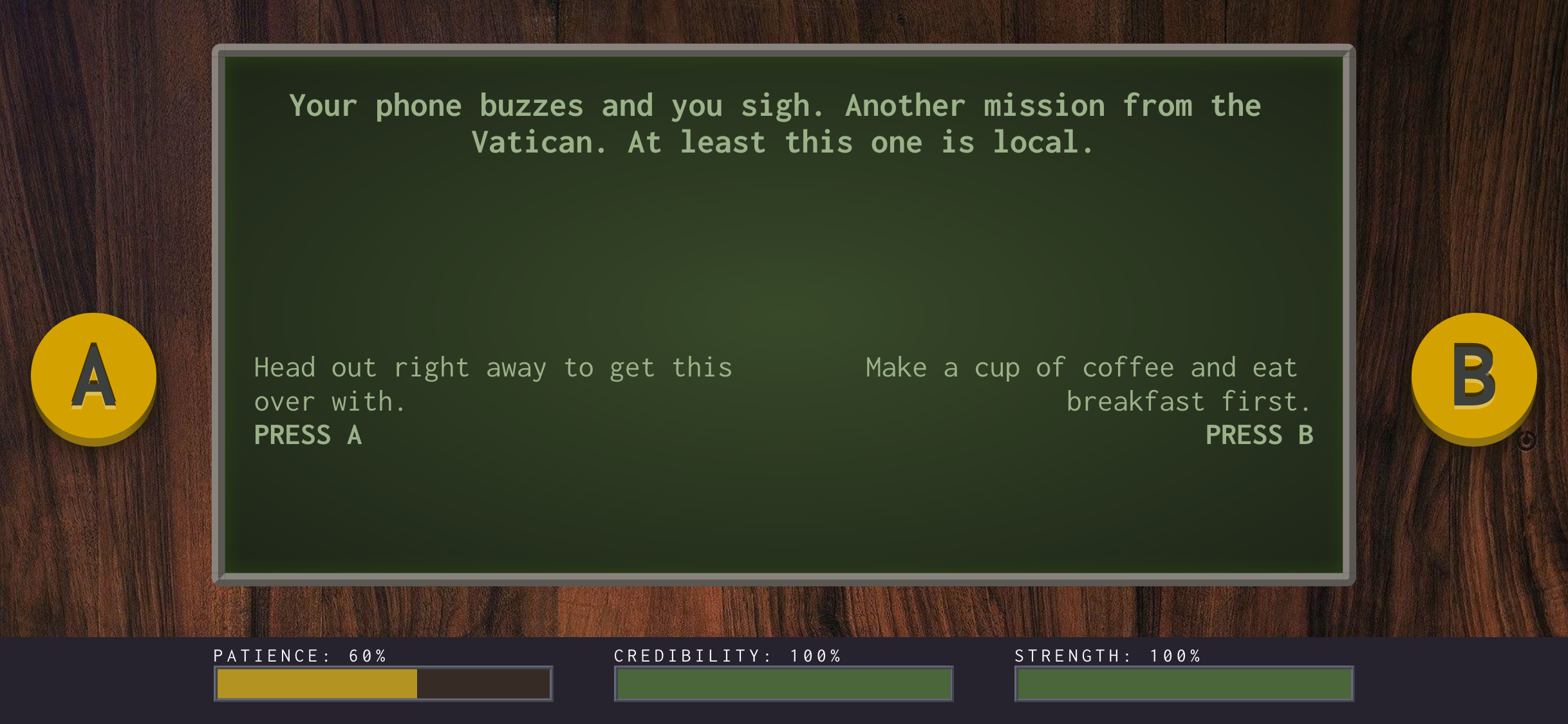 screenshot of the first story screen