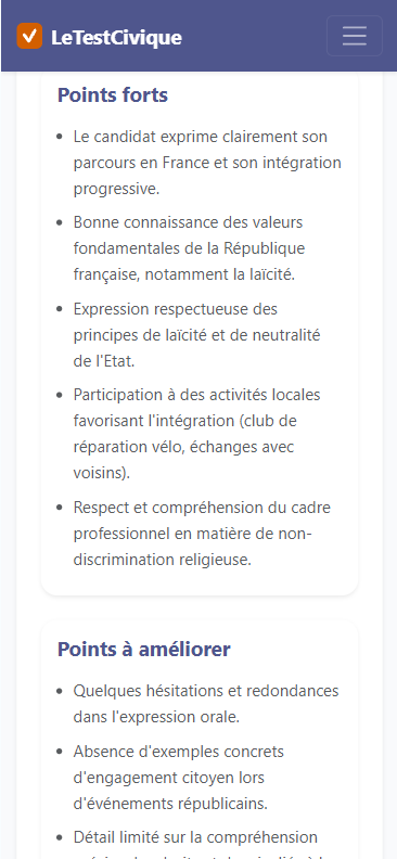 Rapport de simulation – points forts et axes d'amélioration