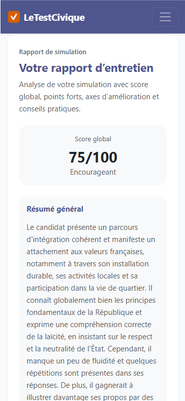 Rapport de simulation – score global