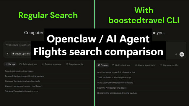 Demo: LetsFG vs Default Agent Search