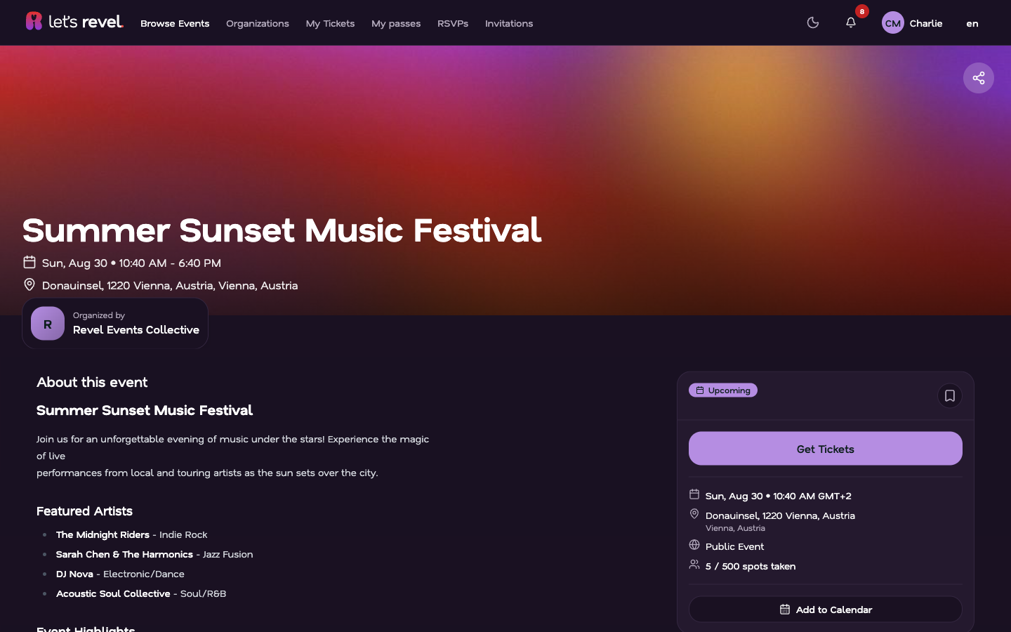 Event Detail Page