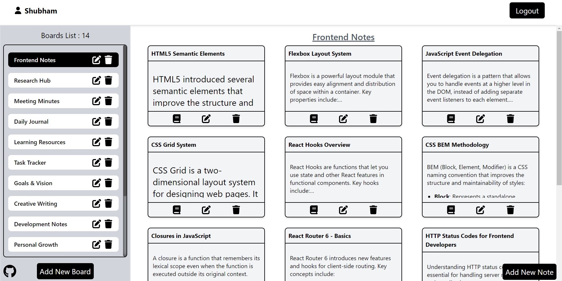 Note-Taking App Screenshot