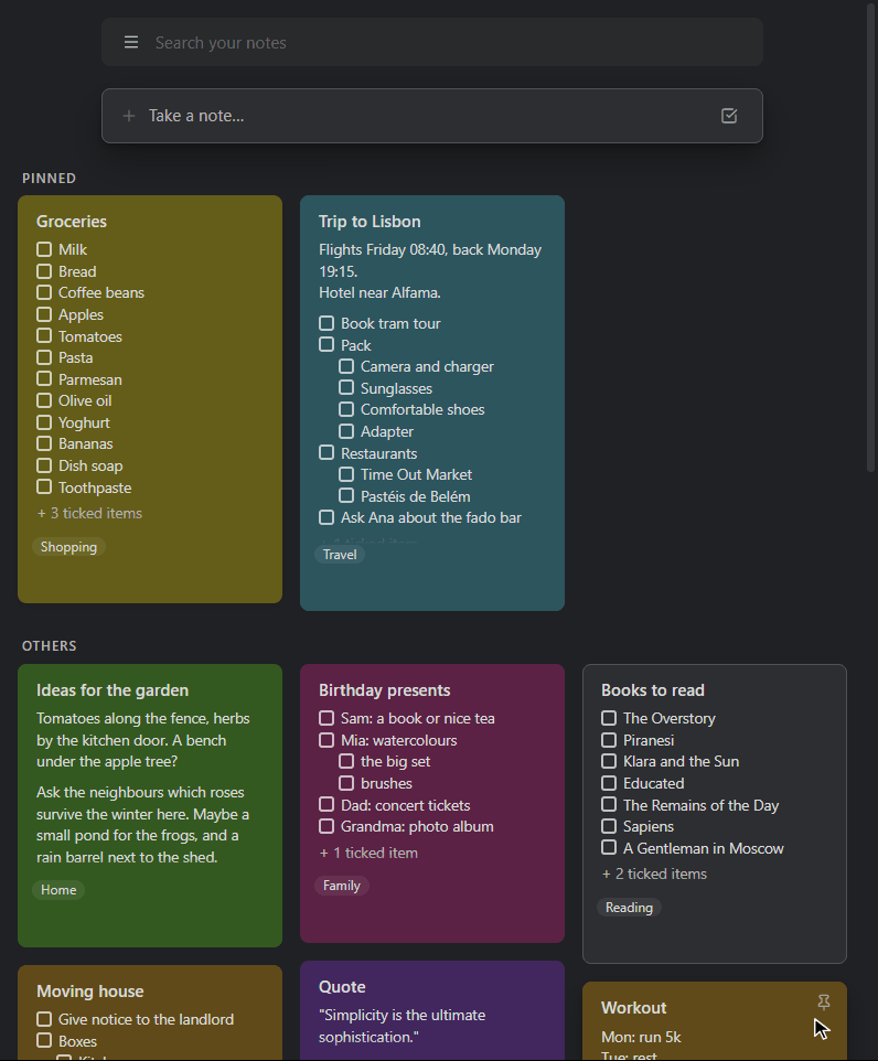 The same board in dark mode