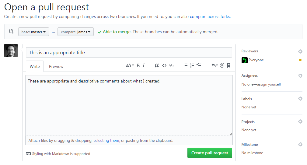 Create pull request