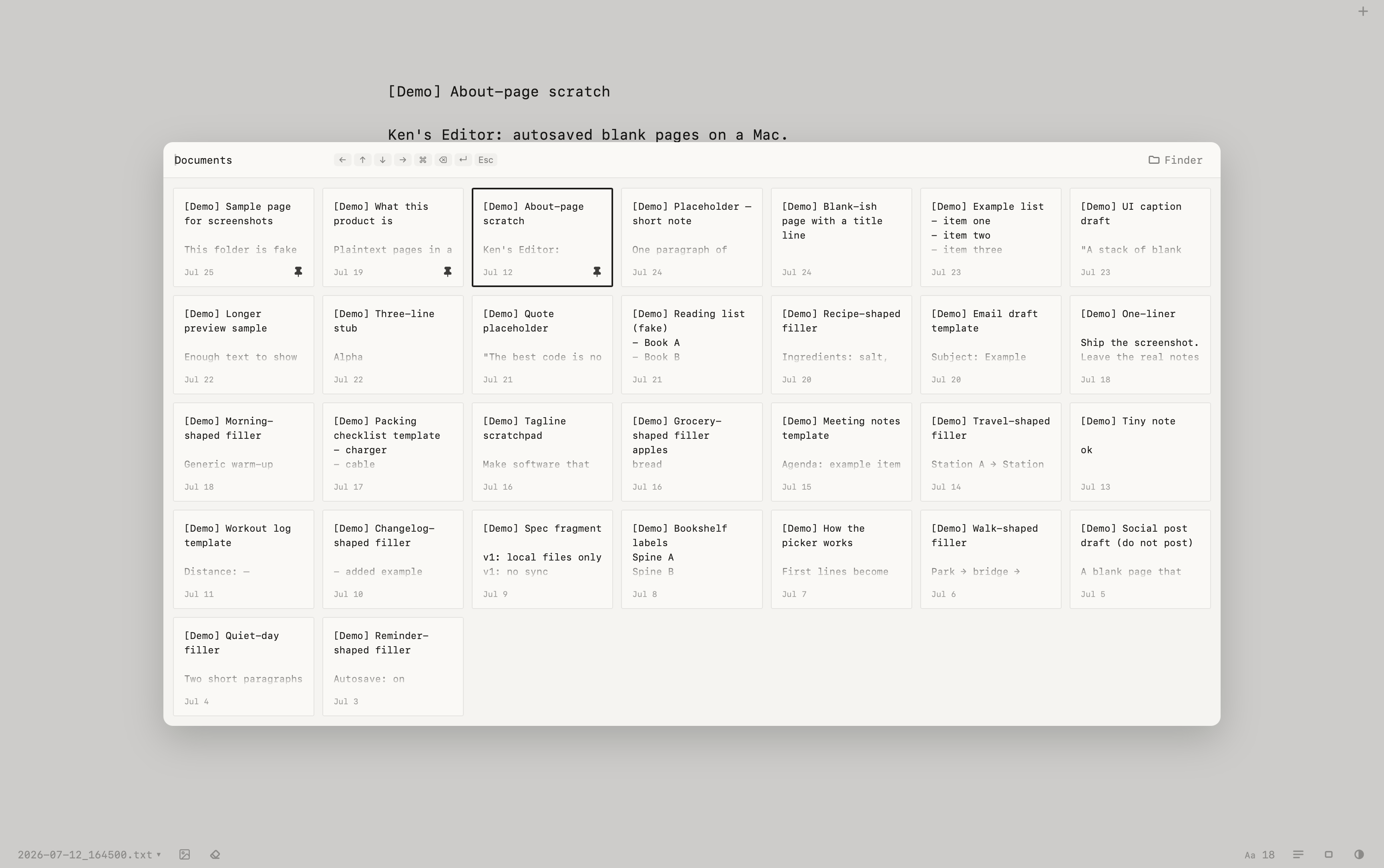 Documents list