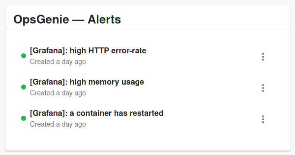 Opsgenie alerts card