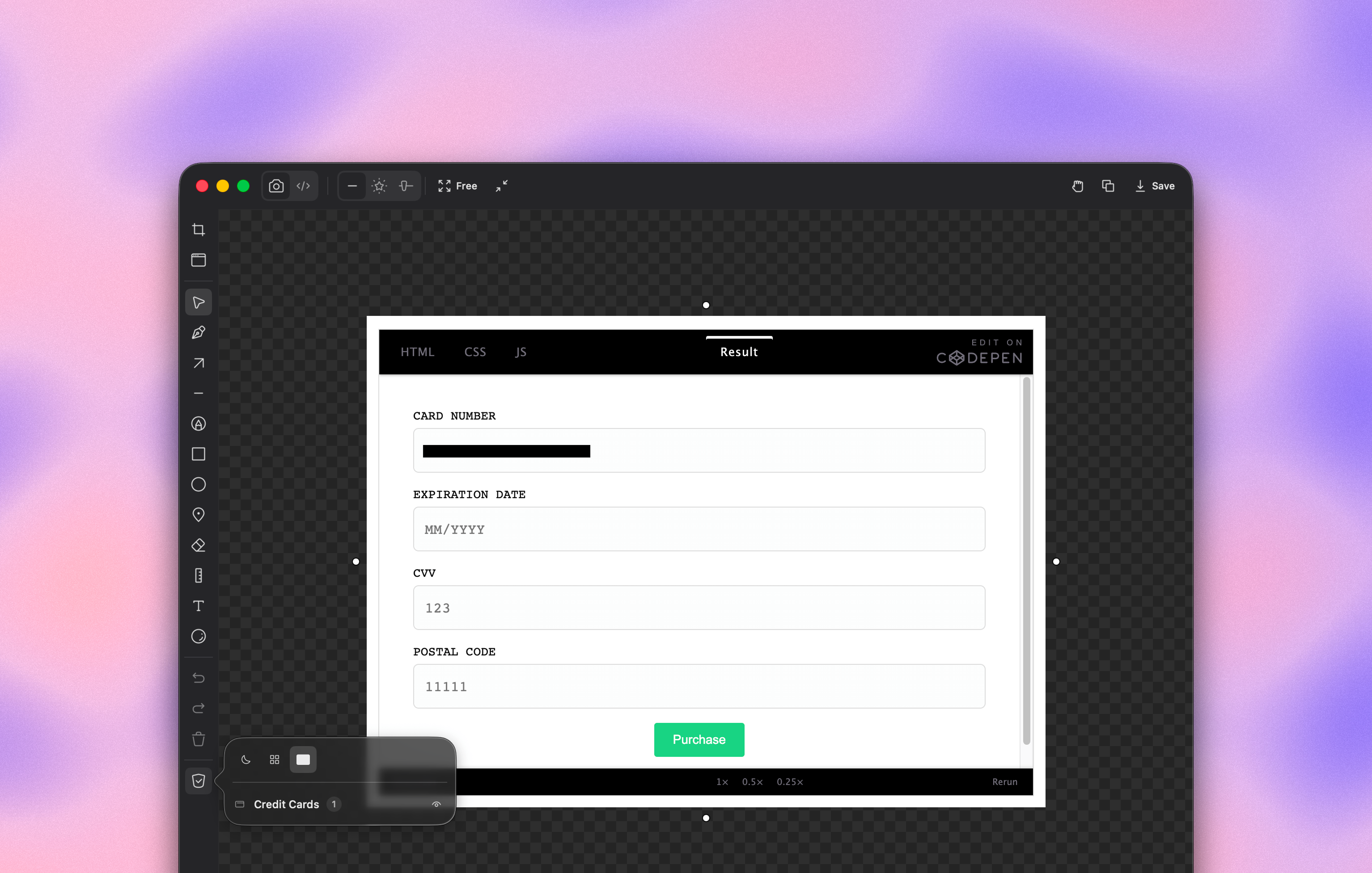 Skreen[me] screenshot beautifier demo — custom backgrounds, code snippets, annotations