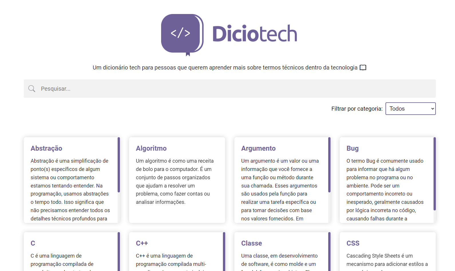 Imagem de captura do site do Diciotech