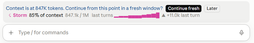 The offer above the prompt, with token-weather's forecast below it