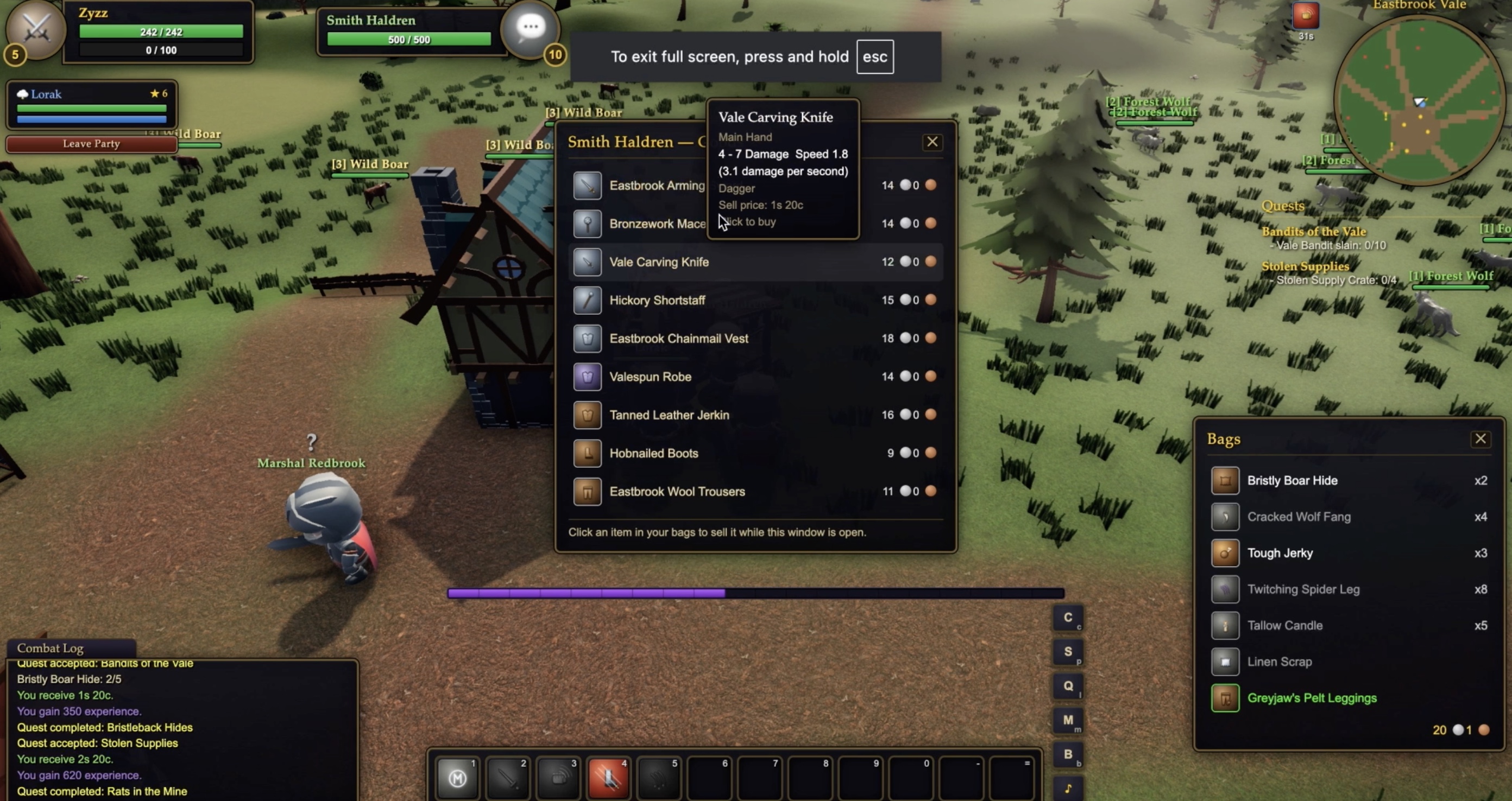 Vendor and bags UI