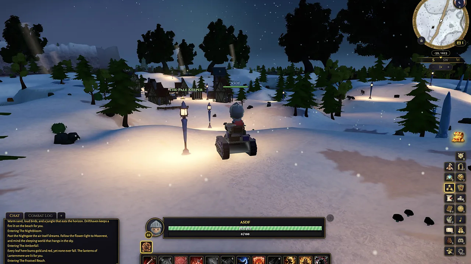 Rolling into a snowed-in village in the Frostveil Reach