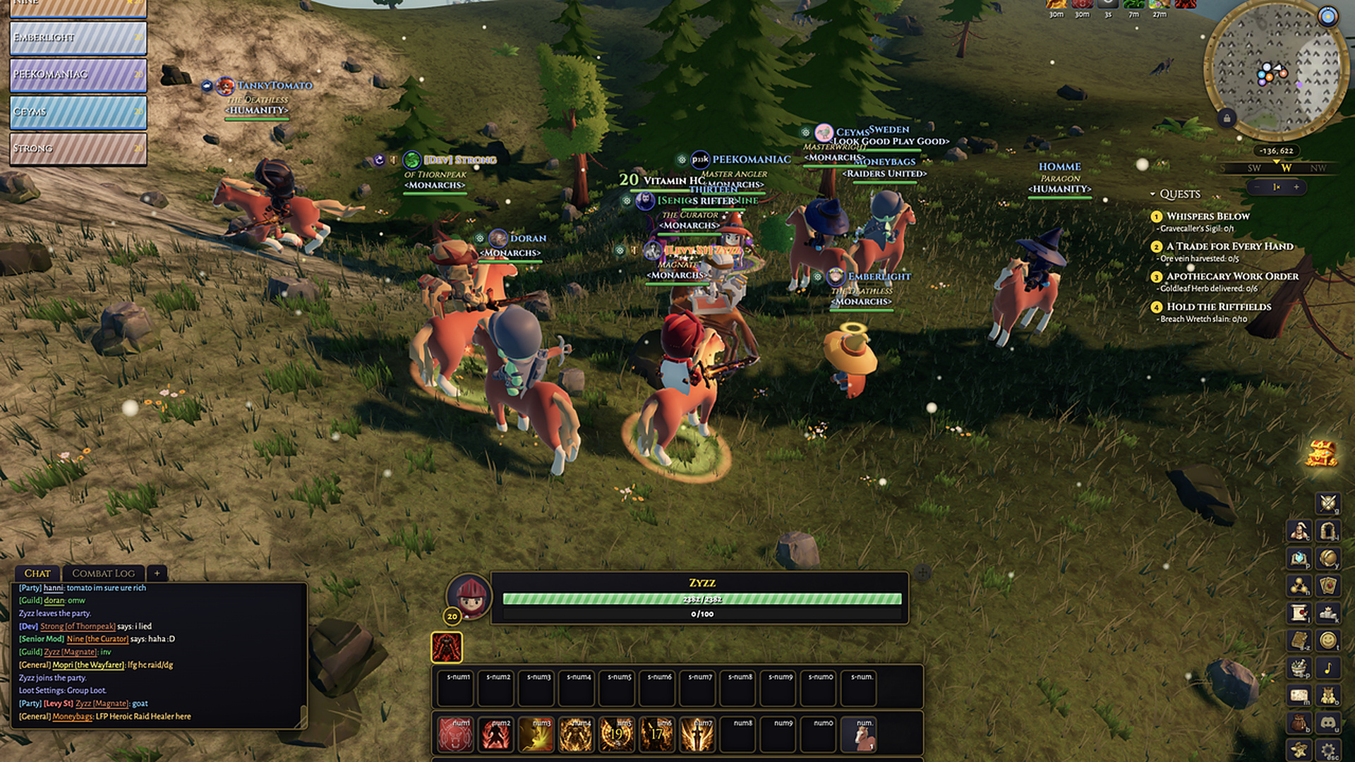 A mounted guild muster on the road to the Riftfields