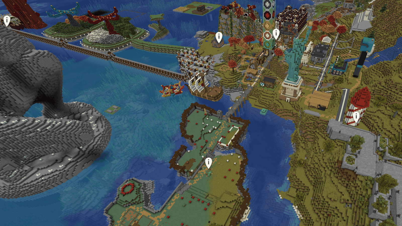Places marked by players on a survival server