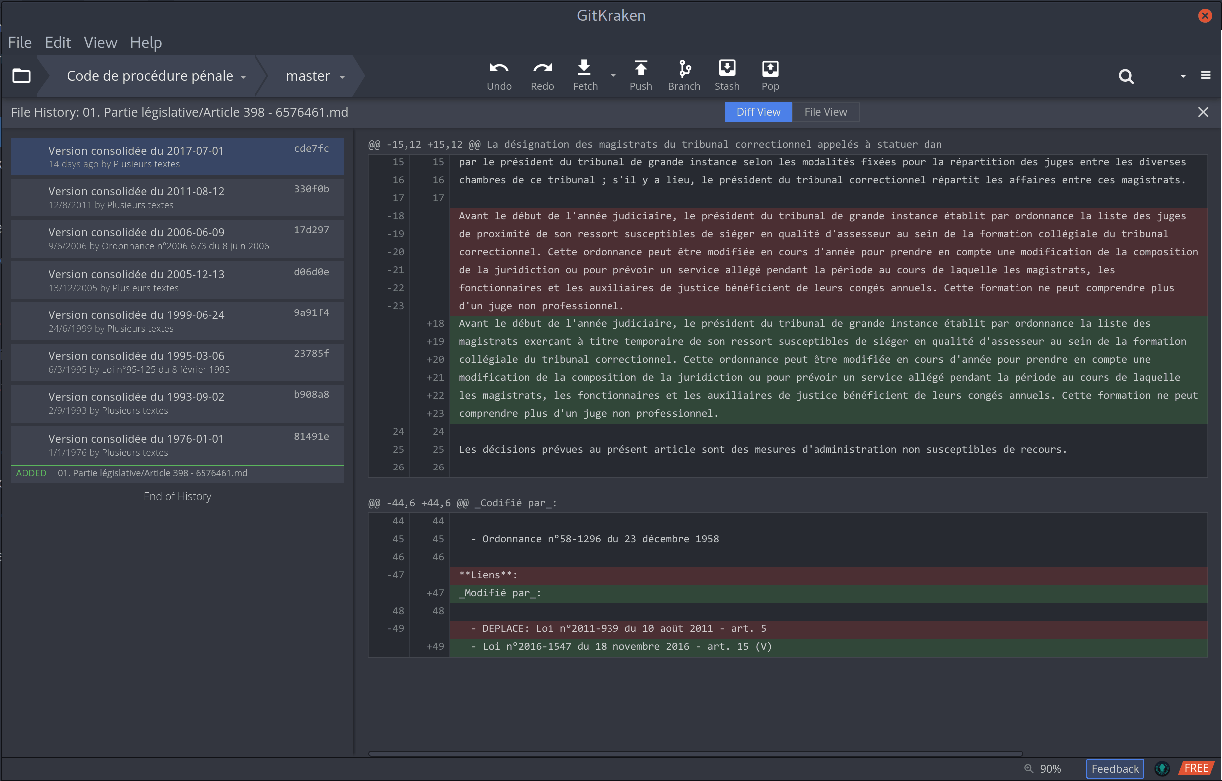 Histoire d'un article en GitKraken
