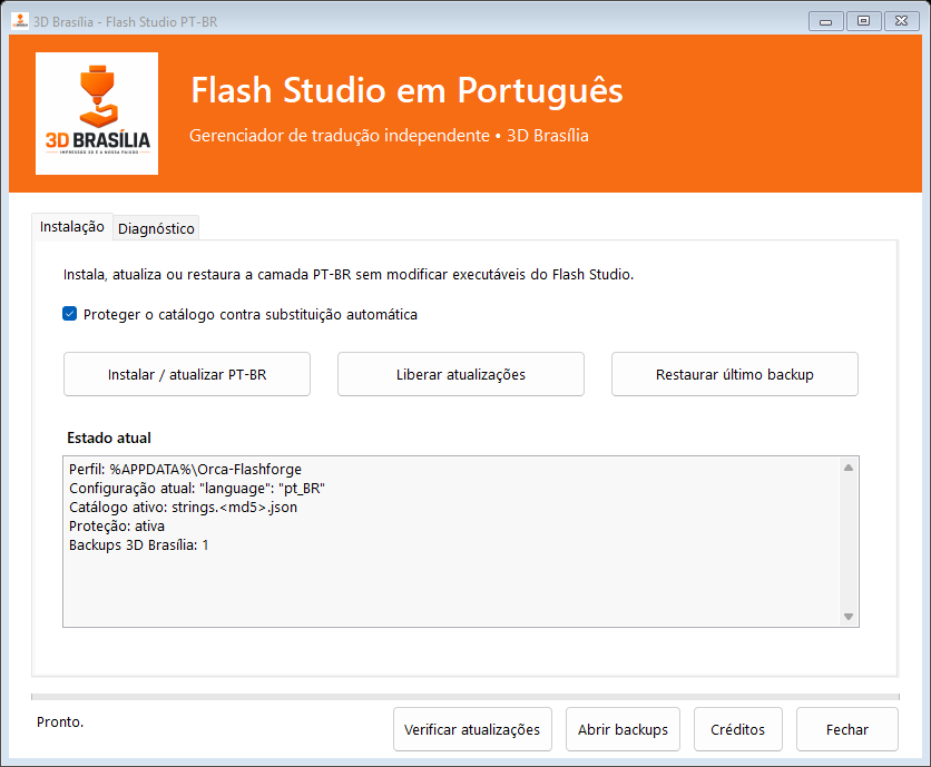 Tela de instala&ccedil;&atilde;o do Flash Studio PT-BR
