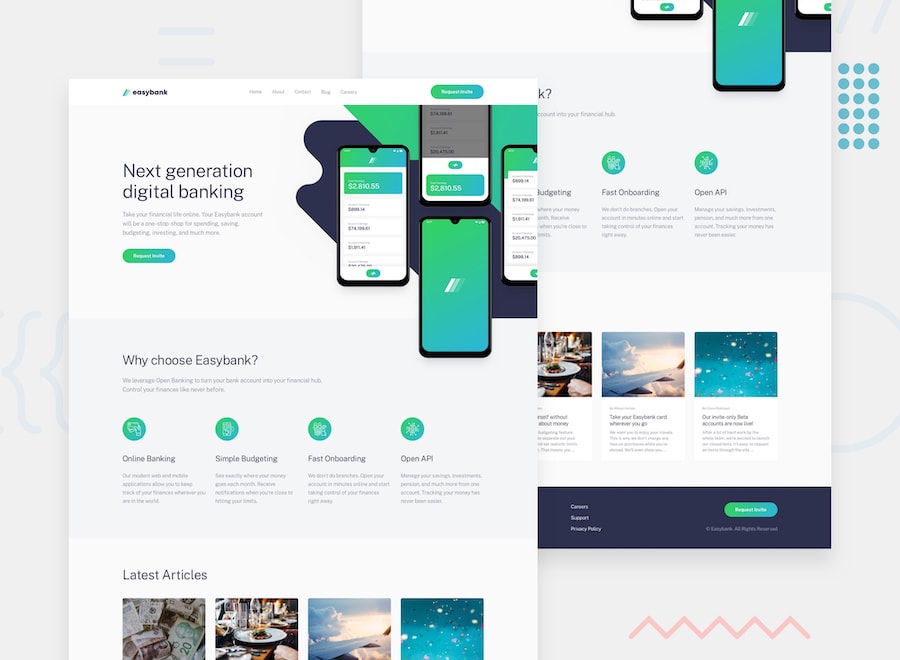 Design preview for the Easybank landing page coding challenge