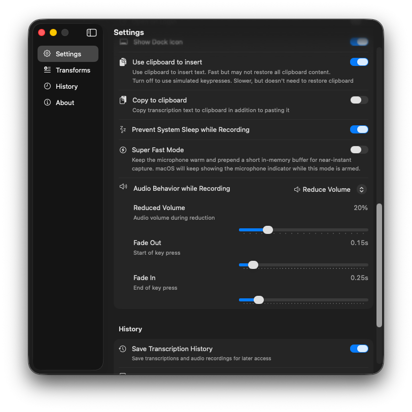 Reduce Volume settings