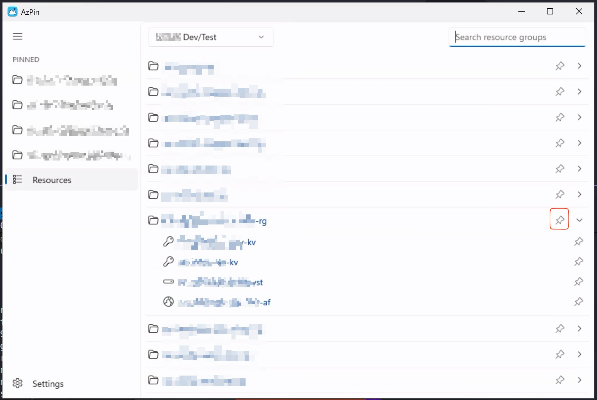 Resource Group pinning on Windows