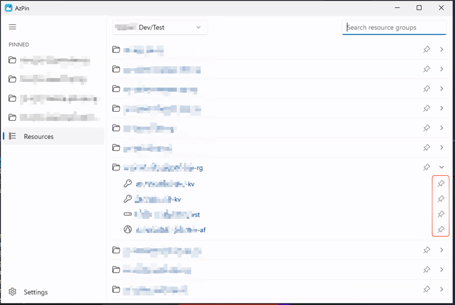 Individual Resource pinning on Windows